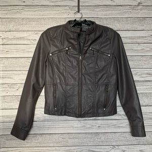 Faux Gray Leather Moto Jacket